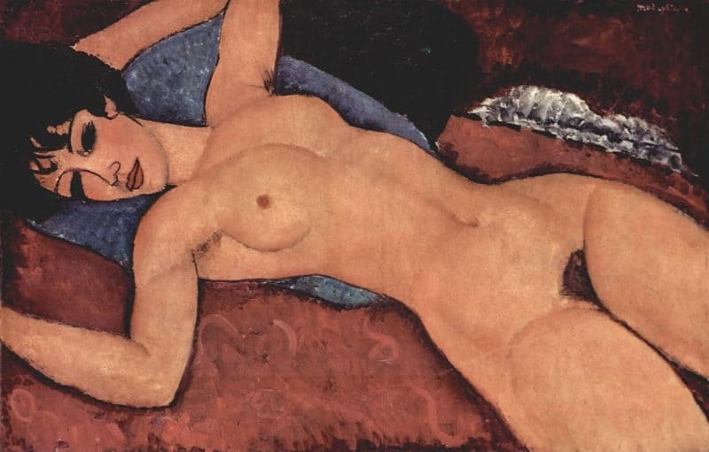 Les peintures les plus chères - Nu couché avec coussin bleu - Amedeo Modigliani