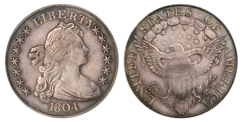 Les pièces les plus chères - Buste Dollar - Classe 1 - Spécimen de Dexter-Poque (1804)