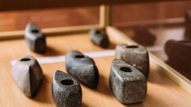 Little is known about the Neolithic Age Battle Axe culture, but archaeologists and scholars continue to apply new technologies to piece together a more complete picture. (Image, Stone Axes in Turov Local History Museum).        Source: Grigory Bruev