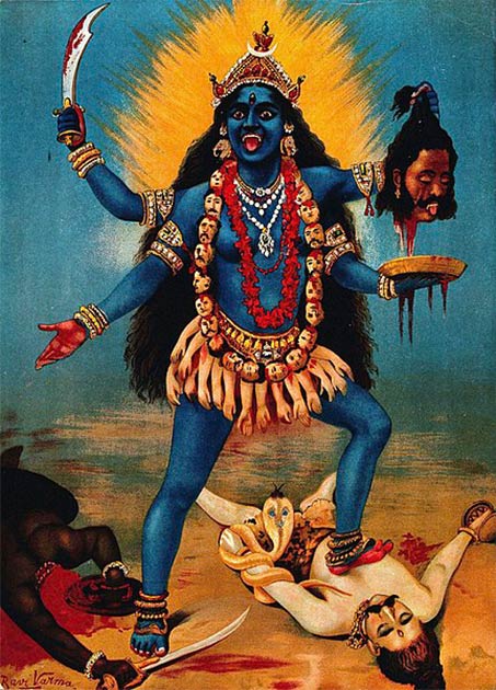 La déesse hindoue Kali, déesse du temps, de la création, de la destruction et du pouvoir, est adorée par les hindous du monde entier. (Raja Ravi Varma / Domaine public)