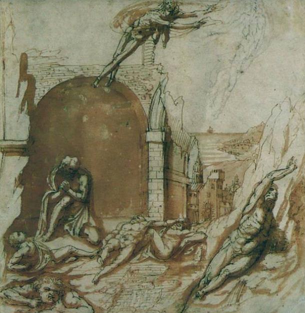 Le comte Ugolino et ses enfants en prison, visités par la faim (XVIe siècle) Pierino da Vinci