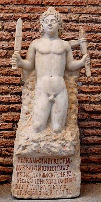 Mithra s'élevant du rocher. Rome, marbre, 180-192 après J.-C.