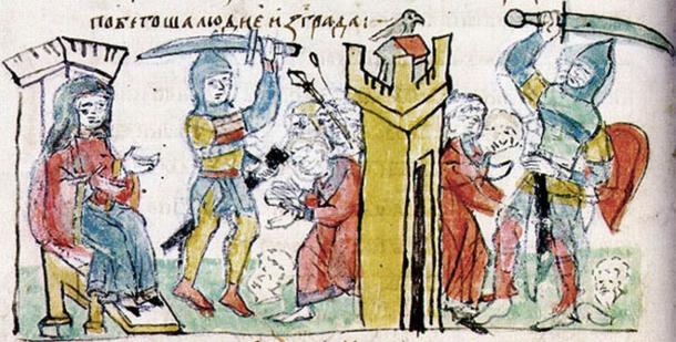 Après la mort d'Igor de Kiev, sa femme Olga a pris le contrôle et a immédiatement vengé la mort de son mari. (Domaine public)