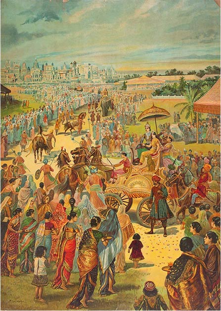 La fête de mariage de Rama et Sita revient à Ayodhya. (Domaine public)