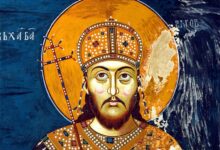 Dušan the Mighty, seen here in a detail of a 14th century fresco at Lesnovo Monastery in the Republic of Macedonia, ousted the Byzantine Empire from power in the region to create the great Serbian Empire which rose in the 1340s to become the leading political and economic power in the Balkans. Source: Public domain.