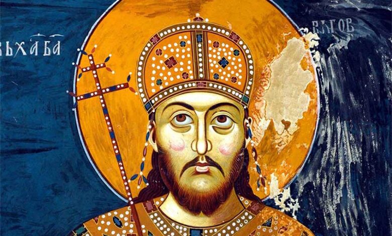 Dušan the Mighty, seen here in a detail of a 14th century fresco at Lesnovo Monastery in the Republic of Macedonia, ousted the Byzantine Empire from power in the region to create the great Serbian Empire which rose in the 1340s to become the leading political and economic power in the Balkans. Source: Public domain.