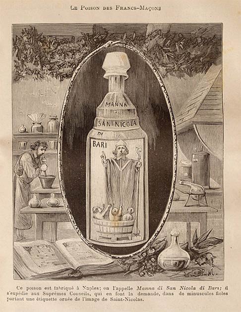 Au XVIIe siècle, en Italie, le poison, connu sous le nom d'Aqua Tofana ou Manna di San Nicola, était conservé par les épouses malheureuses à côté des parfums et des lotions, presque comme un moyen de cultiver le fantasme d'être un jour libérées de leurs maris. (Domaine public)