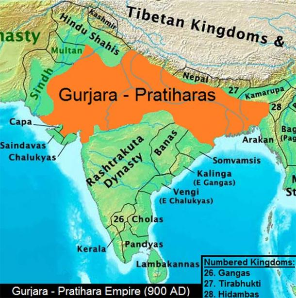 Empire Gurjara Pratihara en 900 après J.-C. (Thomas Lessman / CC BY-SA 3.0)