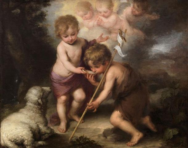 Les Saints Enfants : Jean-Baptiste (à droite) avec l'enfant Jésus. (Bartolomé Esteban Murillo (1670) / Domaine public)