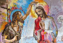 Mosaic of the baptism of Jesus Christ by Saint John the Baptist in Medjugorje, Bosnia and Herzegovina, 2016. Source: Adam Ján Figeľ / Adobe stock