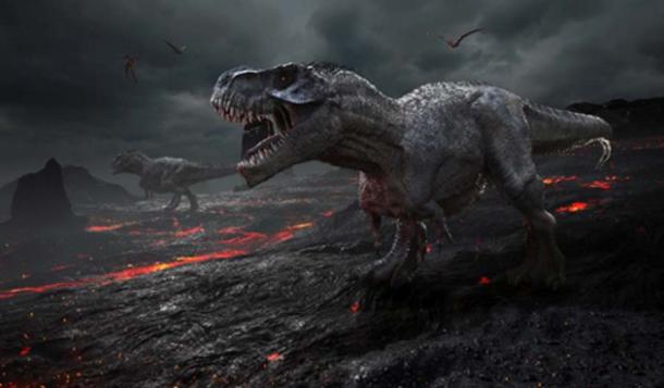 Rendu 3D de l'extinction des dinosaures. (Herschel Hoffmeyer /Adobe Stock)