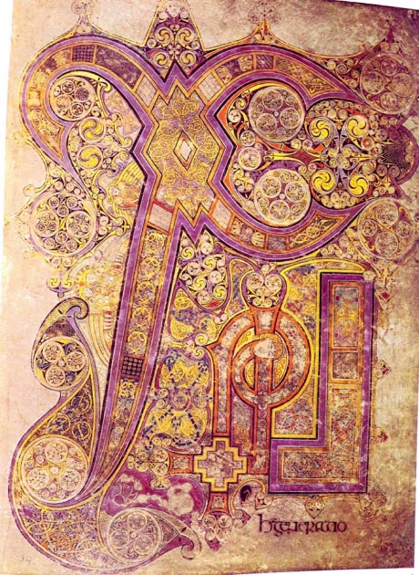 Le Livre de Kells contient le monogramme du Chi Rho. Chi et rho sont les deux premières lettres du mot Christ en grec. (Soerfm / Domaine public)