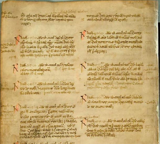 Manuscrit des Annales de l'Ulster. (Frukost le Viking / Domaine public)