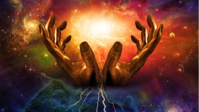 Big Bang and the hands of God representation.  Source: rolffimages / Adobe Stock