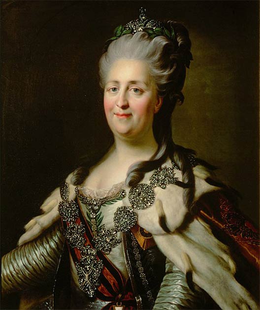 Catherine la Grande de Russie (1729-1796) a dicté la vie en prison à Darya Saltykova au couvent Ivanovski de Moscou. (Domaine public)