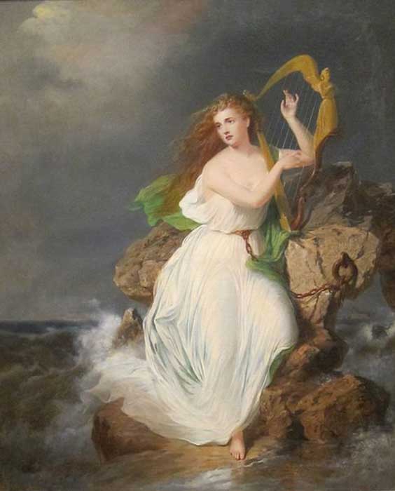 ″The Harpe de Erin″ peinture de Thomas Buchanan Read. (Domaine public) Erin est une variation moderne d'Eriu.