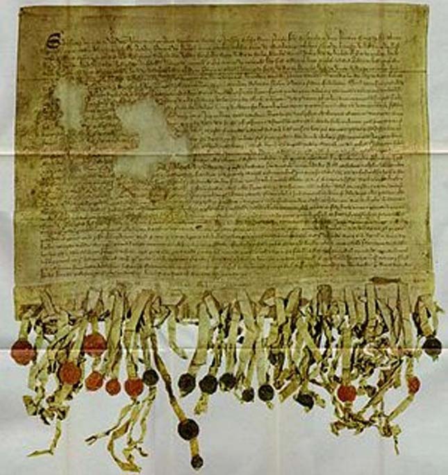 La copie de Tyninghame de la Déclaration d'Arbroath (1320). (Domaine public)