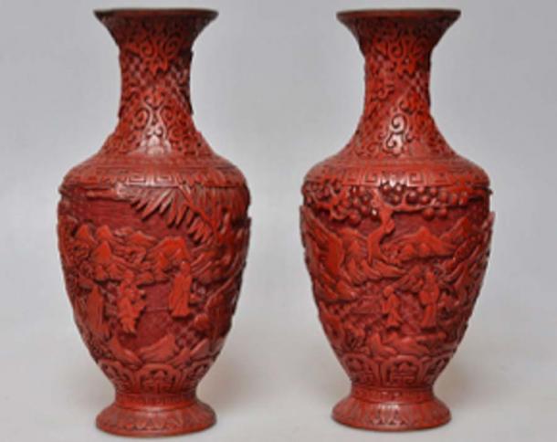 Le cinabre au pigment rouge était utilisé dans cette laque chinoise sculptée, de la fin de la dynastie Qing. (Danieliness / CC BY-SA 4.0)