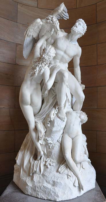 Prometheus Bound et les Océanides, par Eduard Müller (1828-1895). (Domaine public)