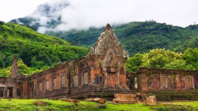The ruins of the temple sanctuary at Vat Phou, Laos