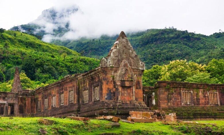 The ruins of the temple sanctuary at Vat Phou, Laos