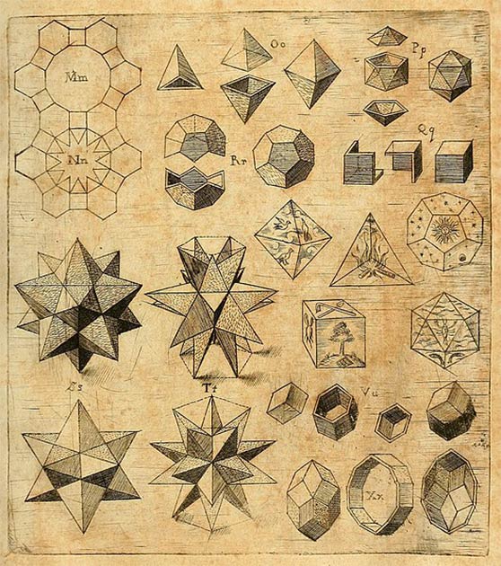 Les solides platoniques ont été ravivés au XVIe siècle par l'astronome allemand Jogannes Kepler, dans son Harmonices Mundi. (Johannes Kepler / Domaine public)