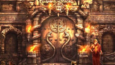 Artist’s representation of the sealed door of Vault B at Padmanabhaswamy Temple.