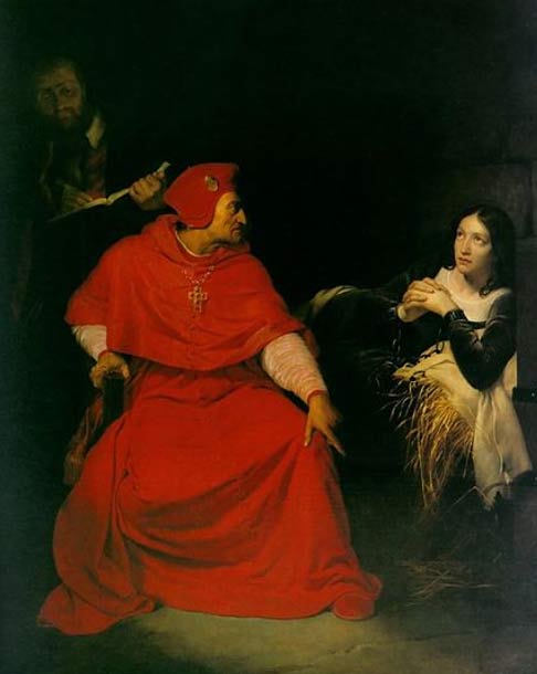 Jeanne d'Arc est interrogée par le cardinal de Winchester dans sa prison. (1824) Par Paul Delaroche.
