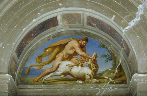 Hercule capture la biche d'or de Ceryneia par Adolf Schmidt
