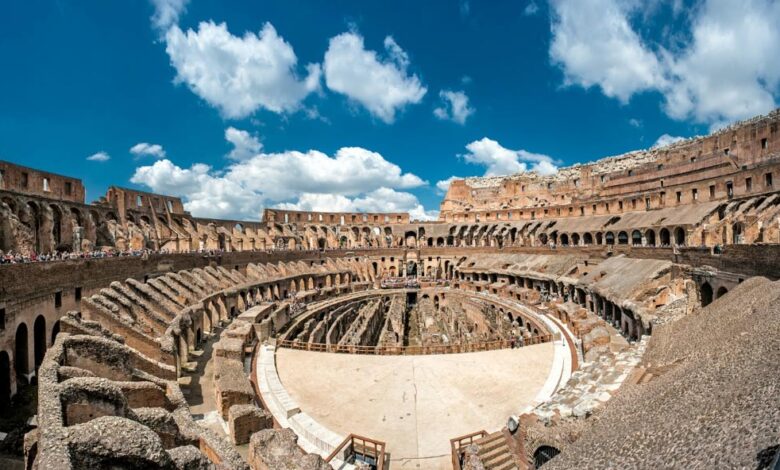 Was sophisticated Roman technology used in construction of the Roman Colosseum?