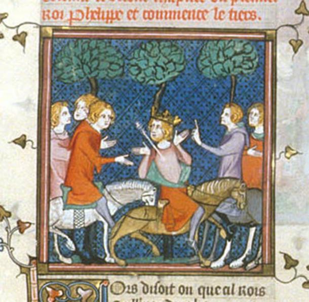 William Rufus aurait été tué par une flèche pendant la chasse, sa mort étant décrite dans ce manuscrit du XIVe siècle. (Domaine public)