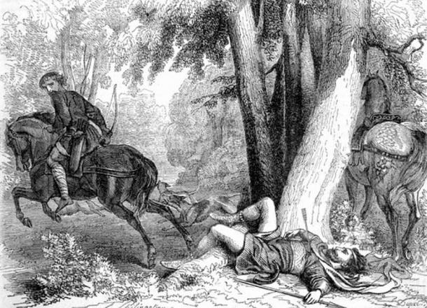 La légende veut que William Rufus ait été tué par Sir Walter Tyrrell alors qu'il chassait dans la New Forest. Que ce soit un accident ou un assassinat, nous ne le saurons jamais. (John Cassell / Domaine public)