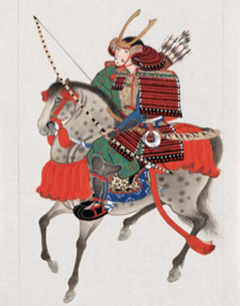 Dans la société d'Edo, les nobles samouraïs commandaient des parchemins shun-ga à coller sur leur armure. (Brandmeister~commonswiki / Domaine public)