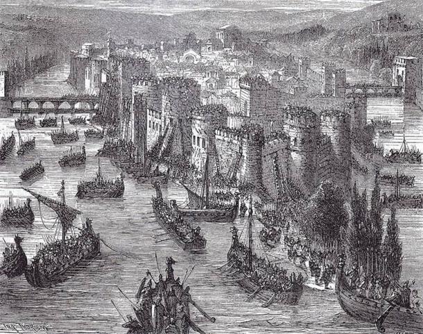 Les navires vikings assiègent Paris. (Domaine public)