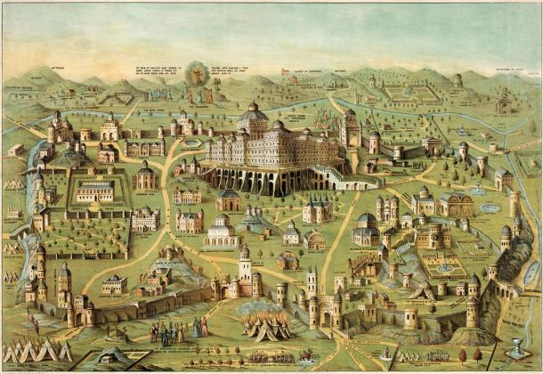 L'ancienne ville de Jérusalem avec le temple de Salomon