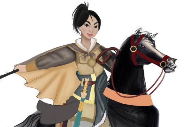 Une représentation artistique moderne de Mulan.