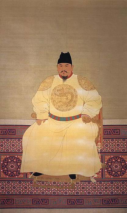 Peinture officielle de la cour de l'empereur Hongwu (Zhu Yuanzhang), qui a régné de 1368 à 1398 après J.-C., dynastie Ming, Chine