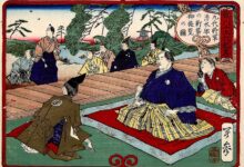 The 9th Tokugawa Japanese shogun visiting a newly built home in Edo.         Source: Kobayashi Toshimitsu / Public domain