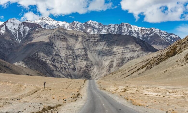 A gravity hill located near Leh in Ladakh, India.
