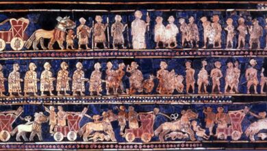 Standard of Ur mosaic, 26th century BC.