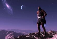 Early man looking up at the stars (Kovalenko I / Adobe Stock)