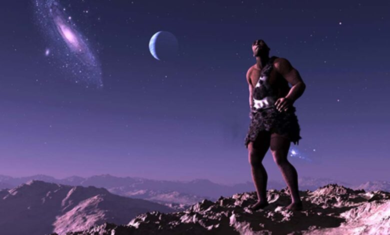 Early man looking up at the stars (Kovalenko I / Adobe Stock)
