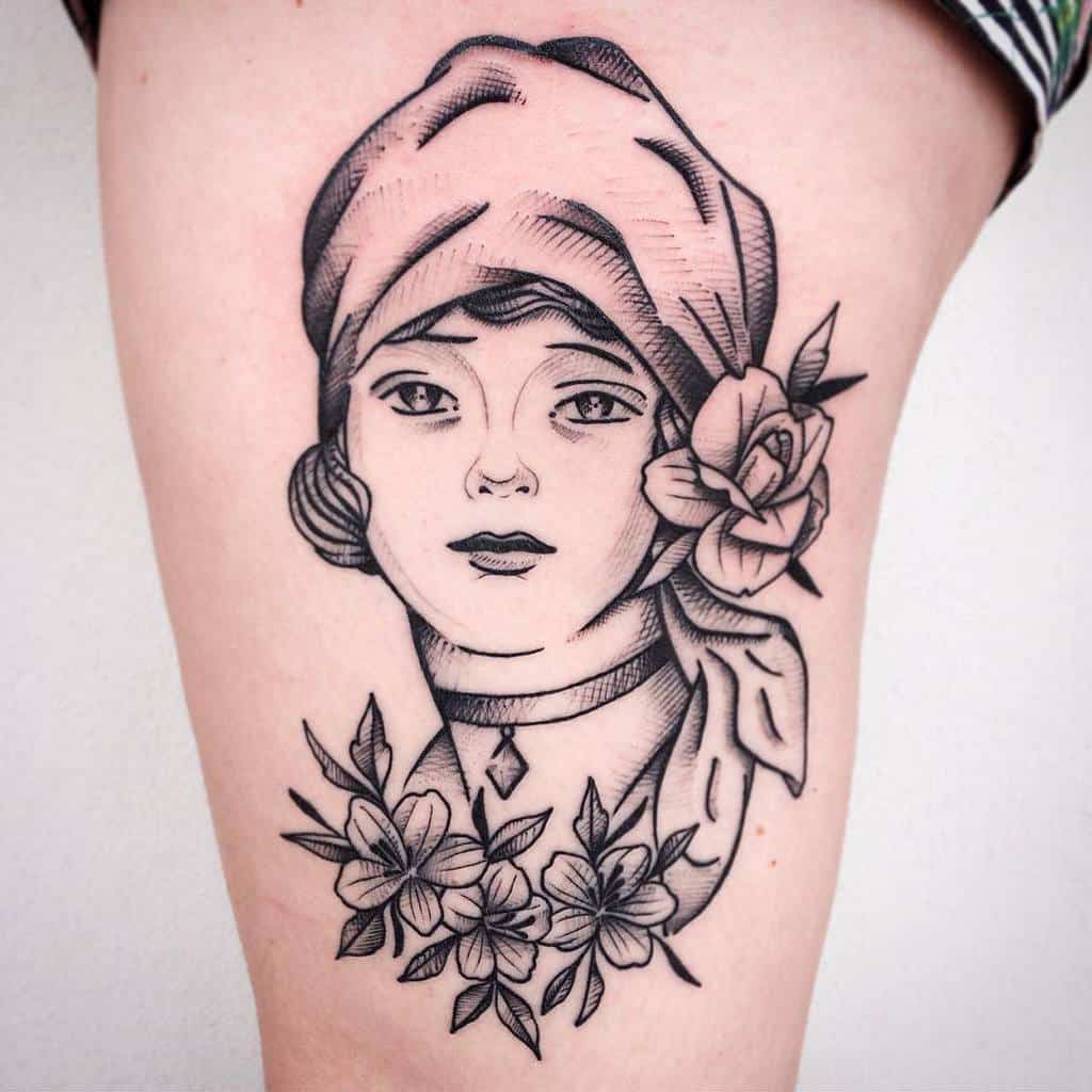 tatouages de roses gitanes sur les cuisses tatouagesbyharry