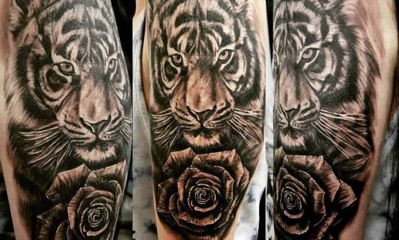 Top 61 Best Tiger Rose Tattoo Ideas – [2020 Inspiration Guide]