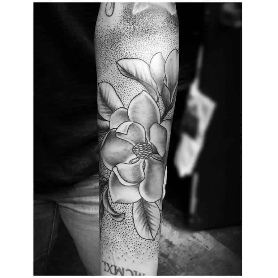 blackwork magnolia tattoos tattoos_by_reanna