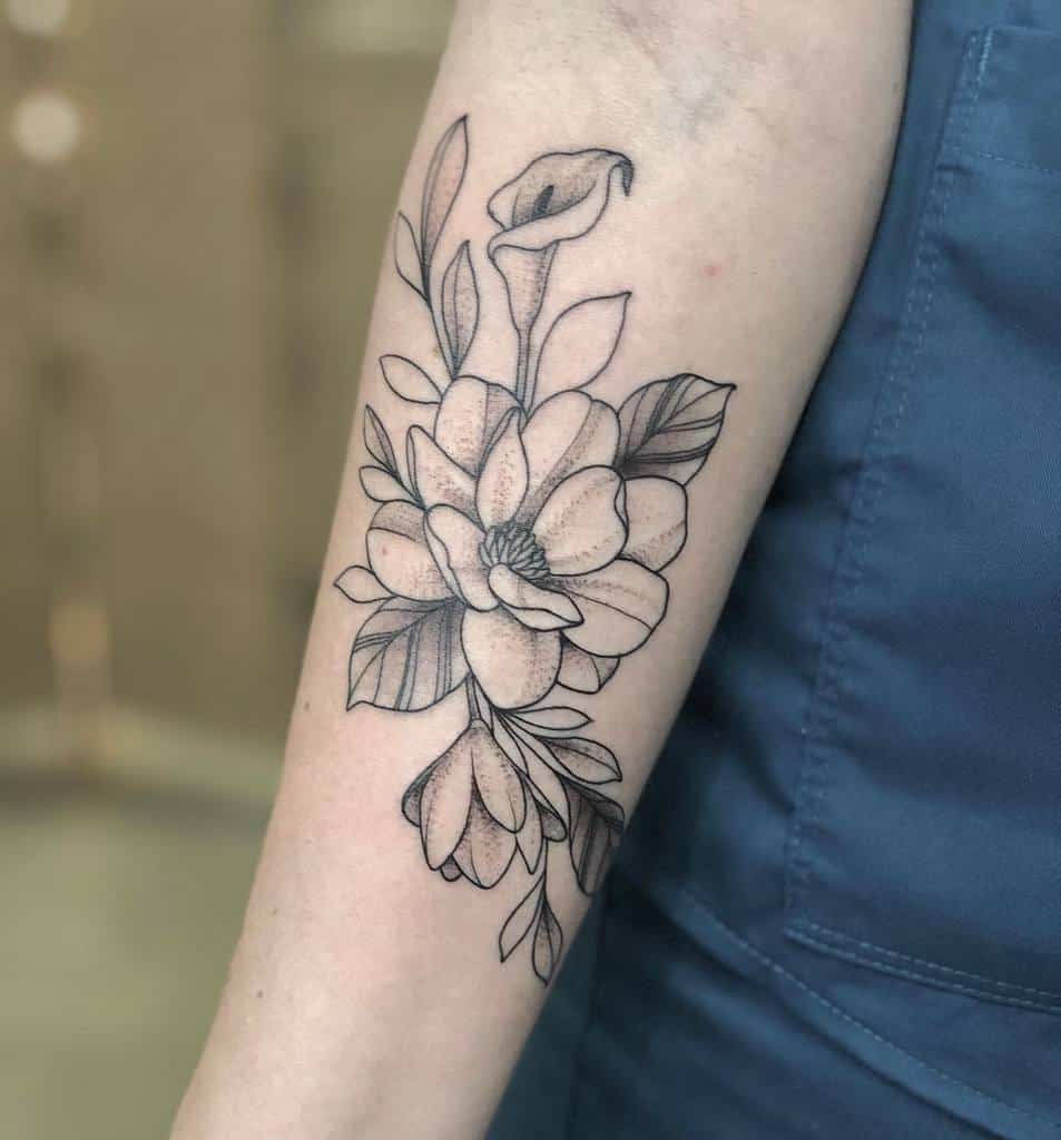 blackwork magnolia tattoos superrgeek