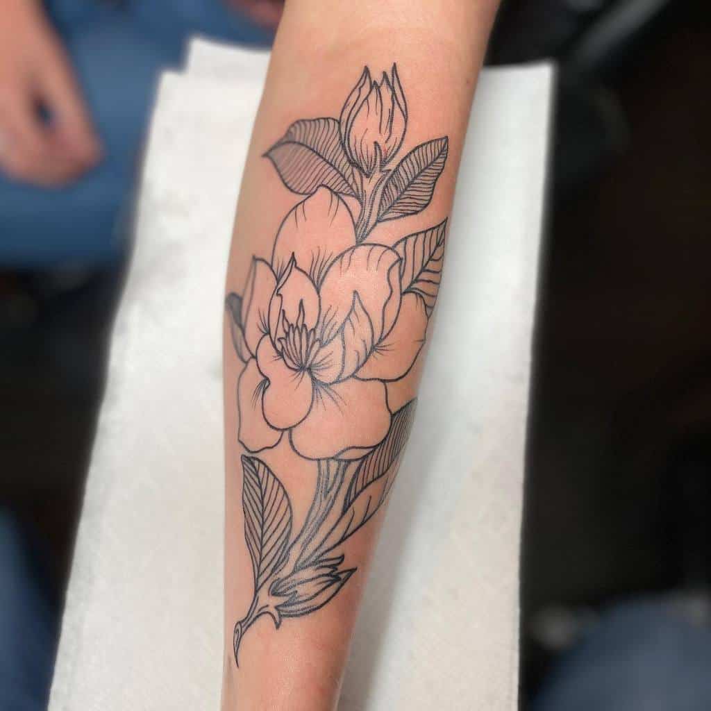 tatouages de ligne magnolia rickymillertattooer