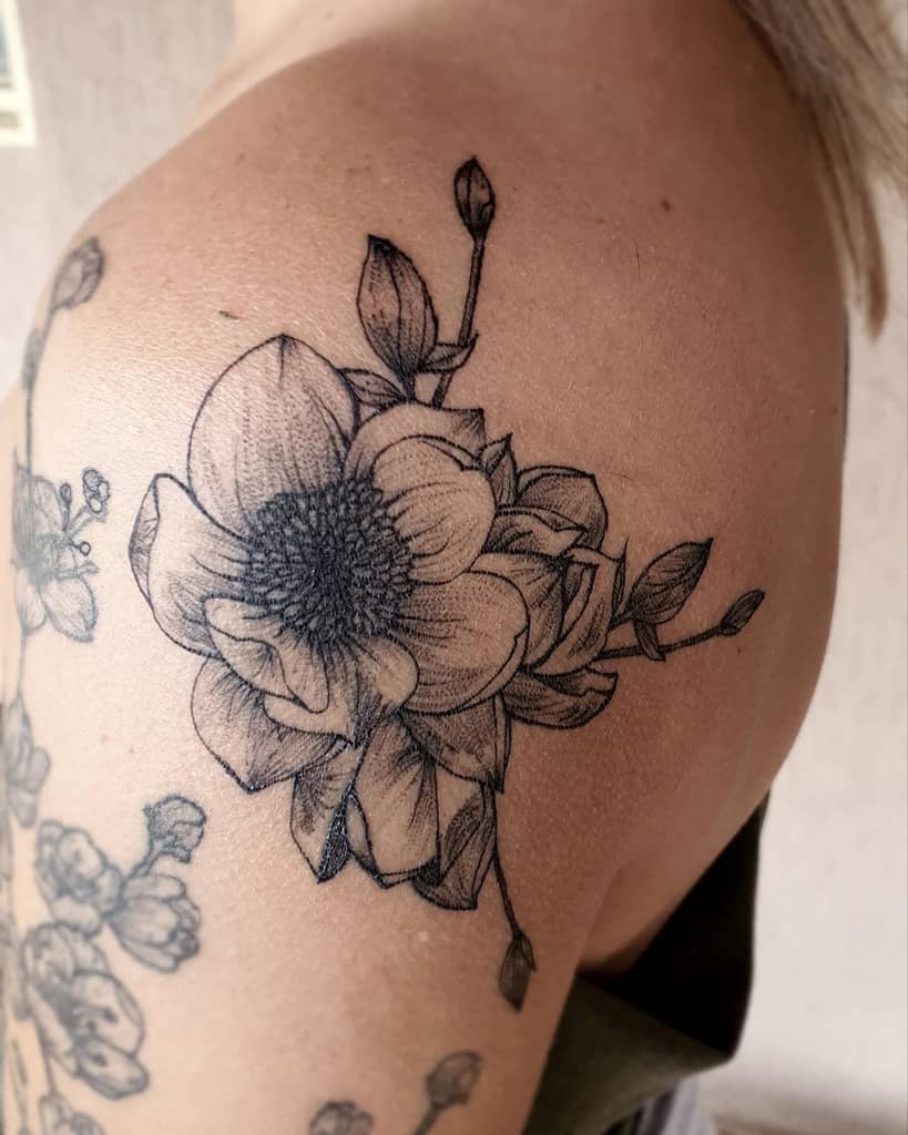 tatouages de magnolia d'épaule silvadiego86
