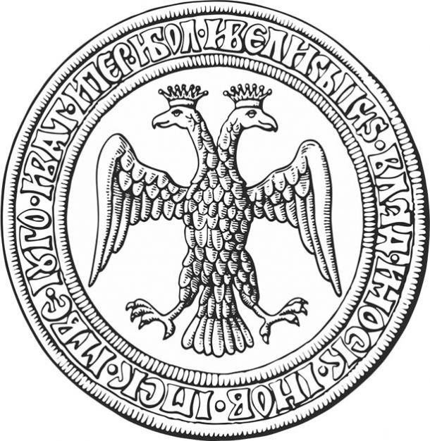 Renversement du sceau d'Ivan III en 1472, après son mariage avec Sophia Palaiologina (domaine public)