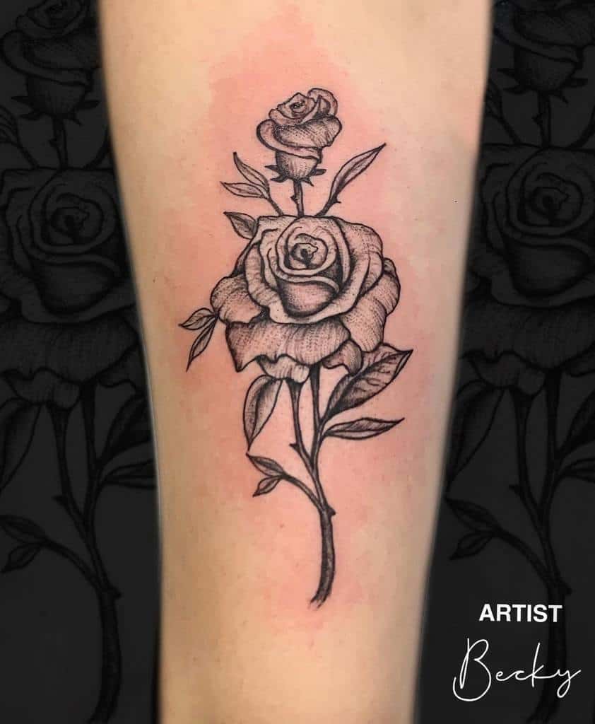 blackwork simple rose tatouages beckyharristattoo